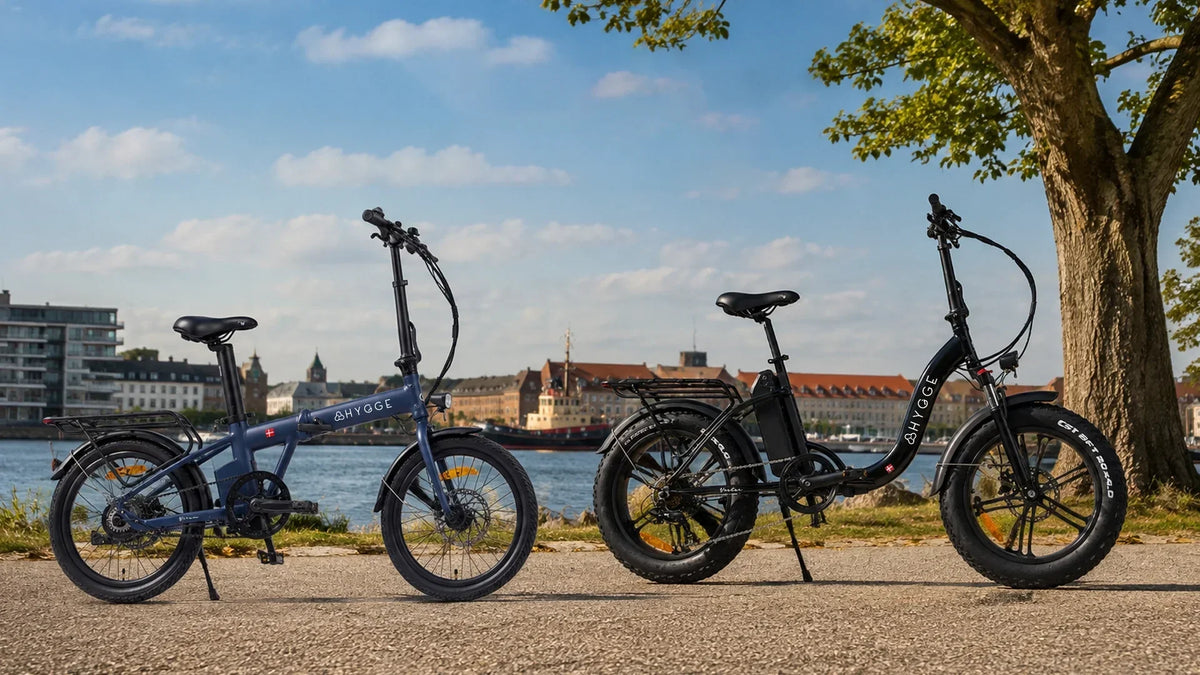 Hygge folding e-bikes showcasing automatic and manual gear systems