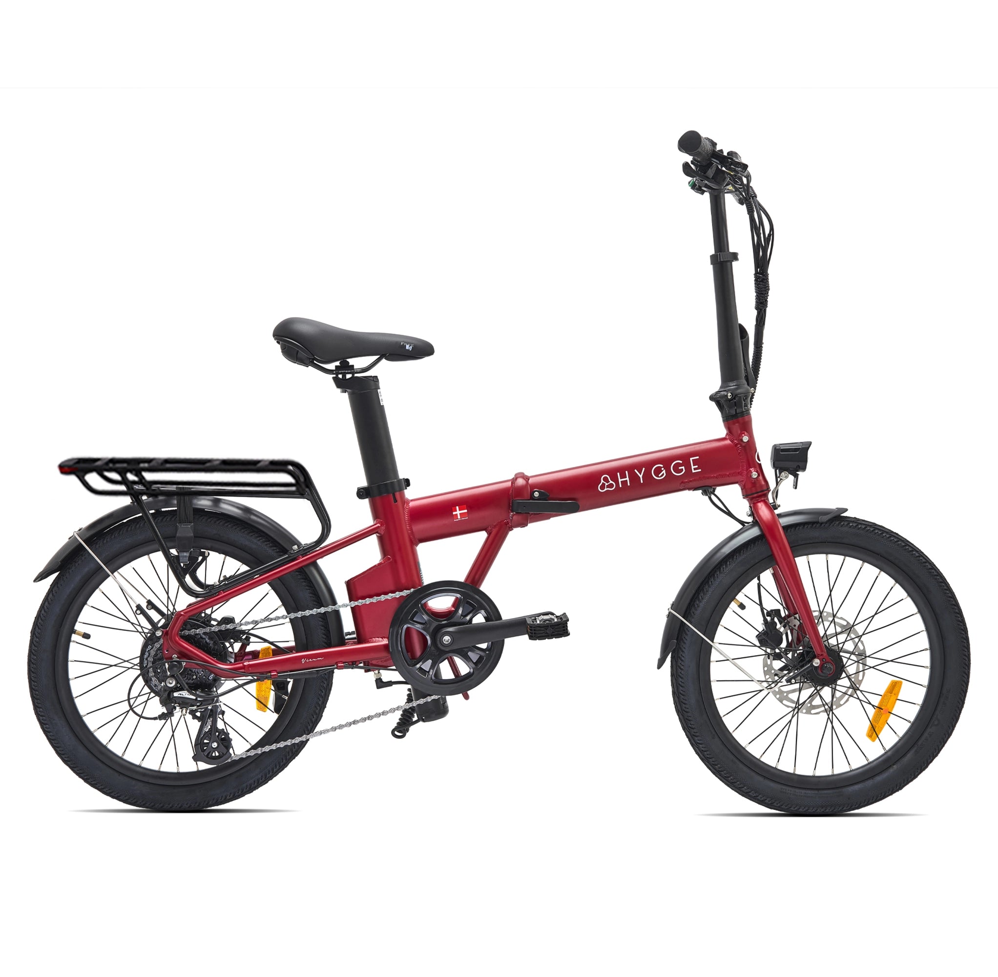 Hygge Virum Folding E-Bike with Shimano 8-speed gears, hydraulic disc brakes and removable Samsung seat-post battery
