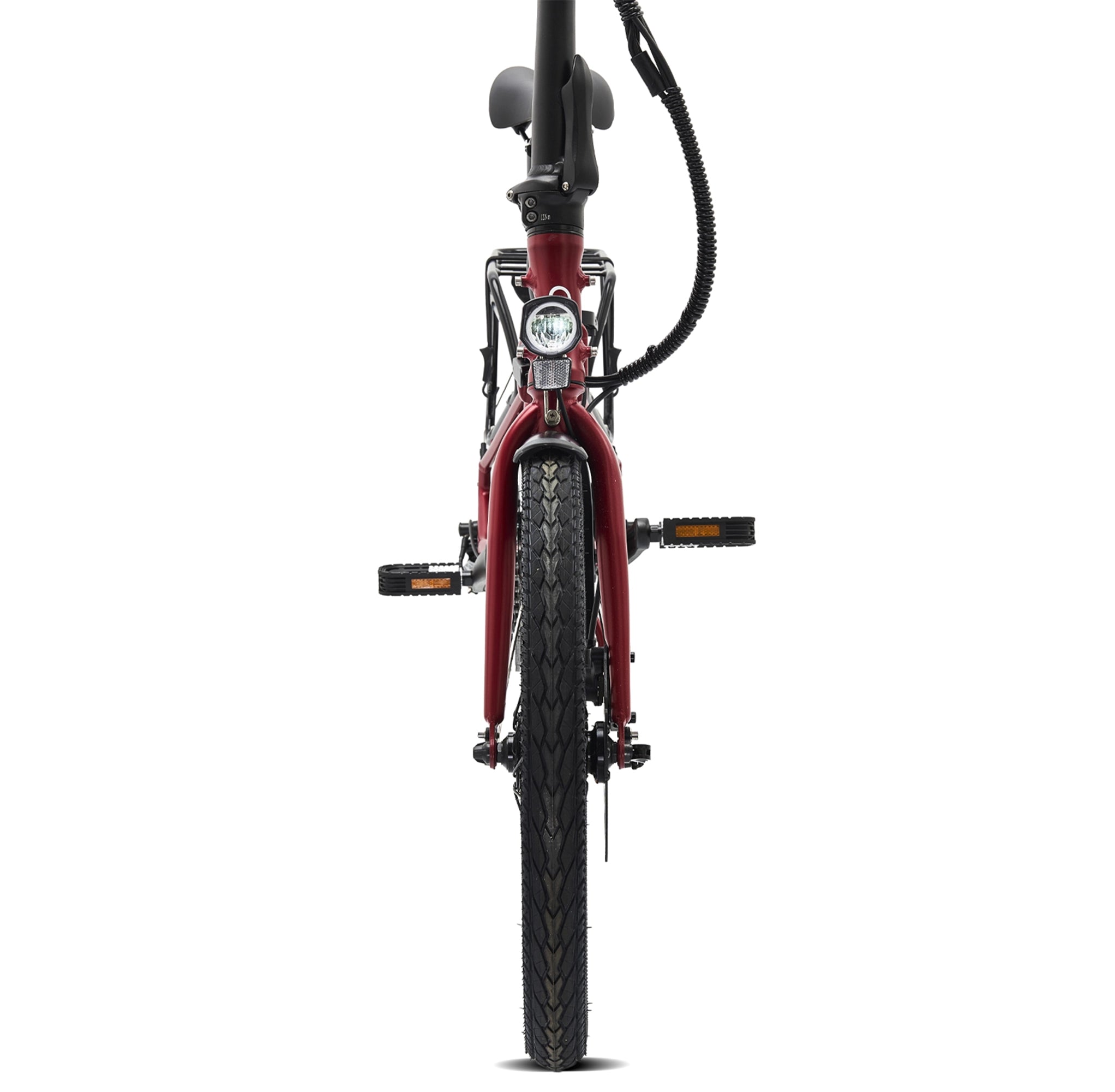 Hygge Virum Folding E-Bike front view showcasing its lightweight compact design and integrated LED ligh