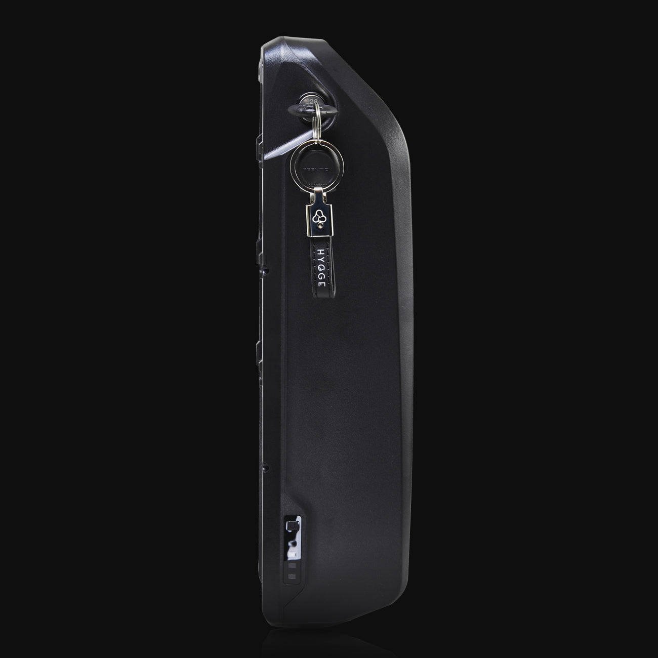 Removable battery from the Hygge Virum series e-bike, designed for long range and reliable performance