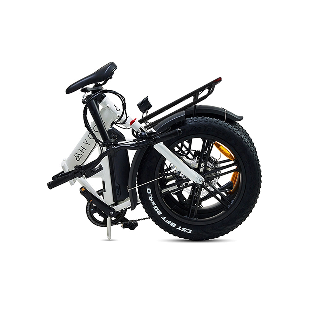 Hygge Vester Fat Tyre E-Bike folded into a compact design for easy storage and transport