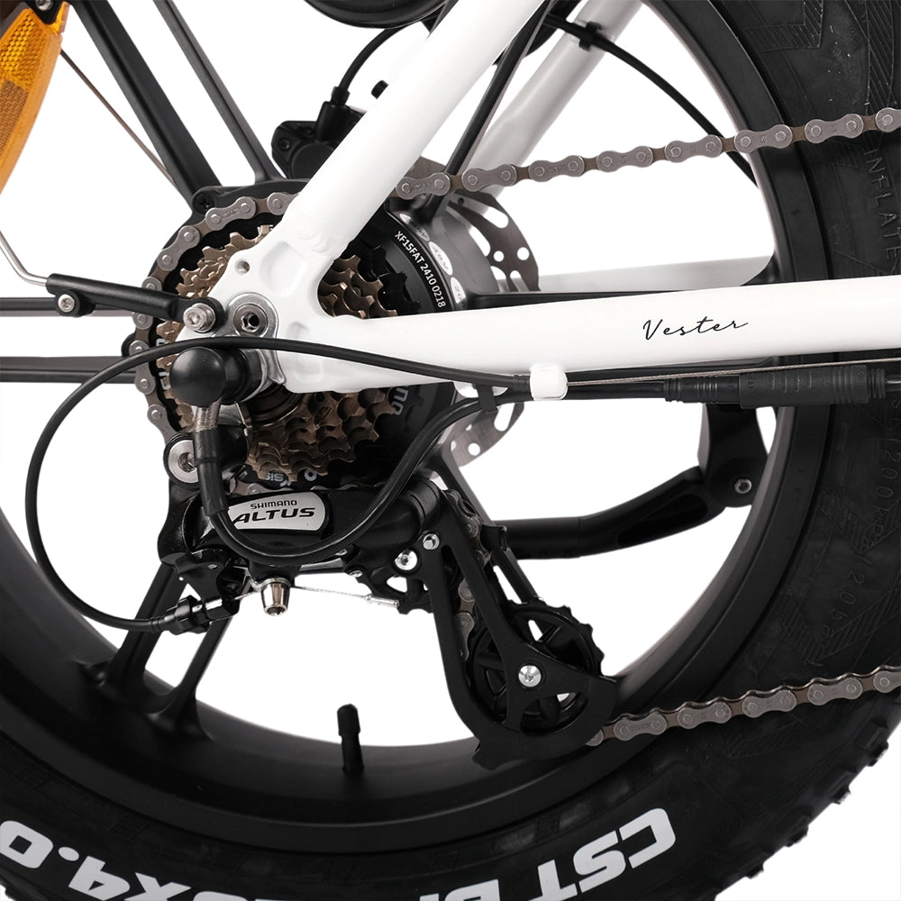 Hygge Vester Fat Tyre E-Bike with Shimano Altus gear system and CST fat tyres for smooth urban riding
