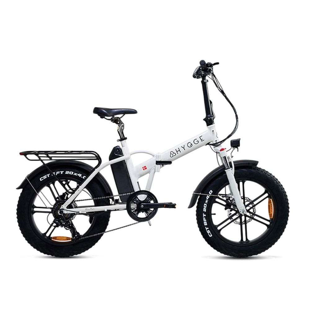 Hygge Vester Fat Tyre E-Bike with suspension seat post, fat tyres and folding frame design