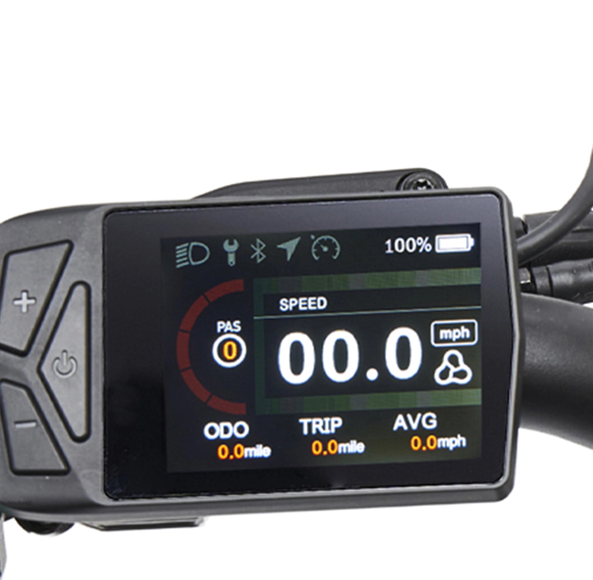 Hygge Virum Step Folding E-Bike LCD display with smart ride controls and battery monitoring system